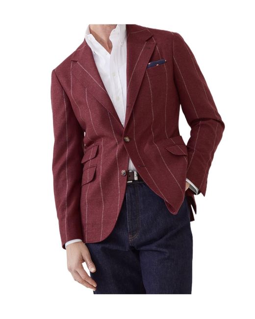 Brunello Cucinelli Red Cavallo Blazer for men