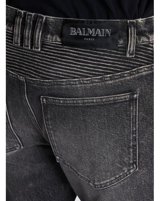 Balmain Gray Slim-Fit Biker Jeans for men