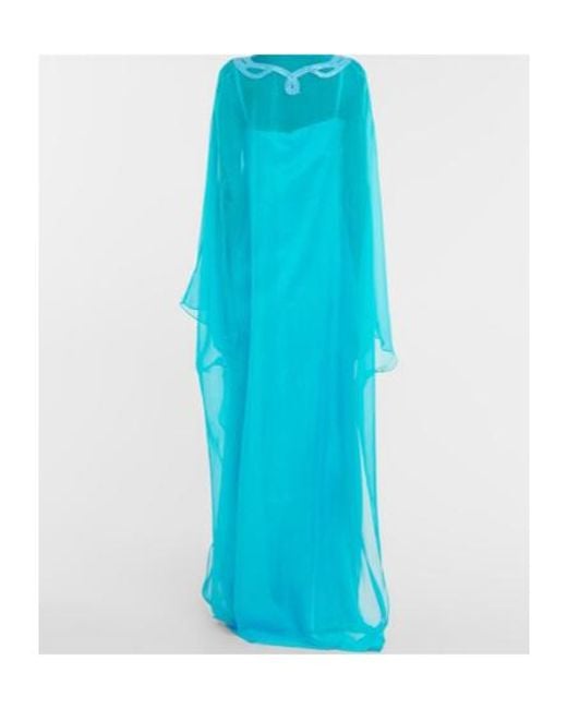 Safiyaa Blue Embellished Silk Chiffon Kaftan