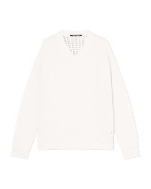 ARMANI EXCHANGE White Oversized Sweater With Perforated Back