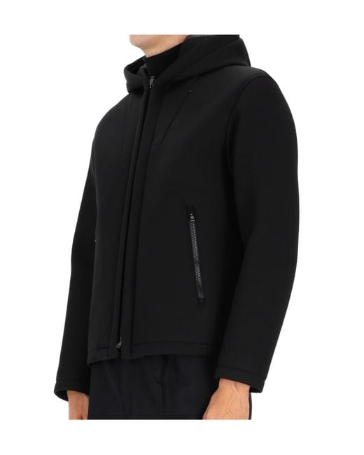 Herno Black Zip-Up Hooded Jacket for men