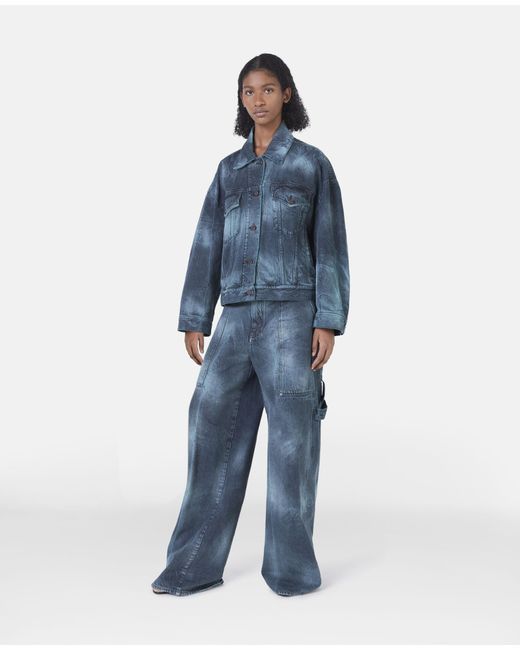 Stella McCartney Blue Tie-Dye Oversized Denim Jacket