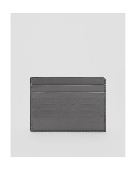 Burberry Gray Embossed Leather Cardholder for men