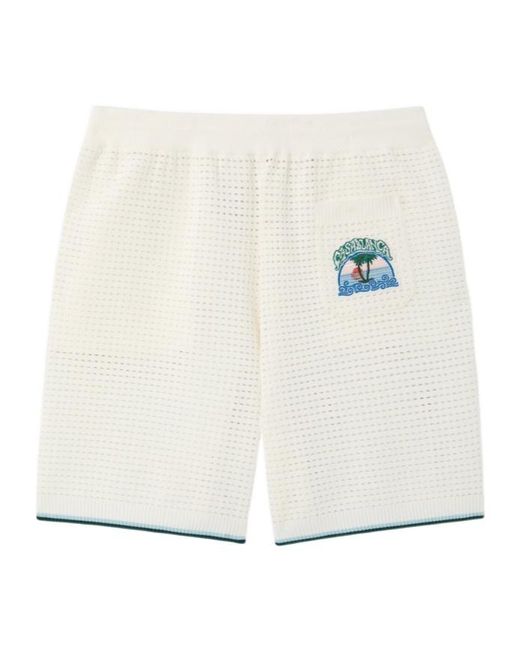 Casablanca White Crochet Logo Shorts for men