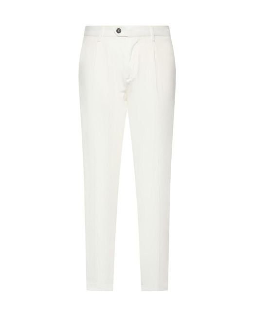 Eleventy White Regular-Fit Creased Pants for men