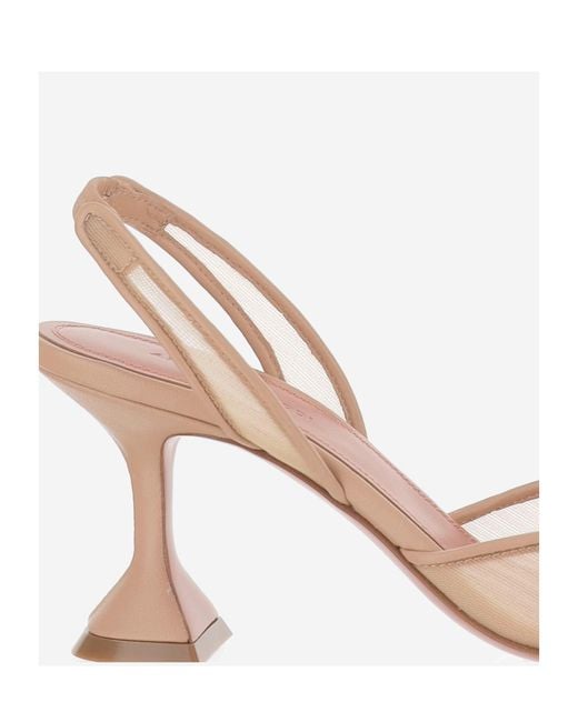 AMINA MUADDI Natural Mesh Slingback Sandals