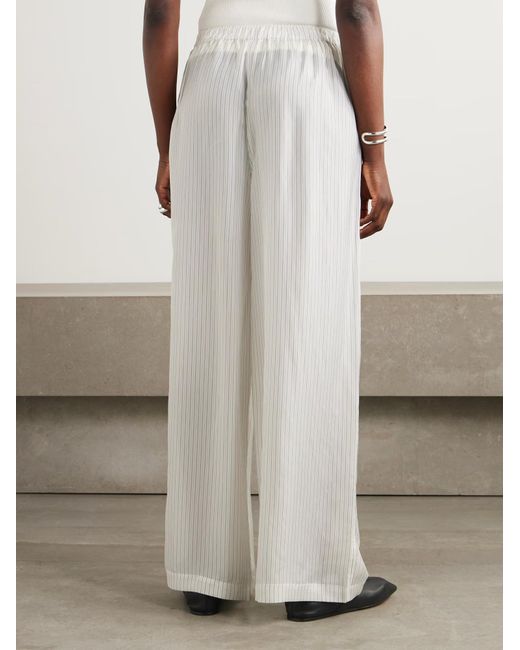 Frankie Shop White Striped Wide-Leg Casual Pants