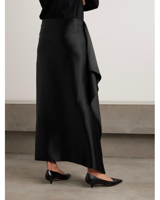 The Row Black Athalia Pleated Midi Skirt