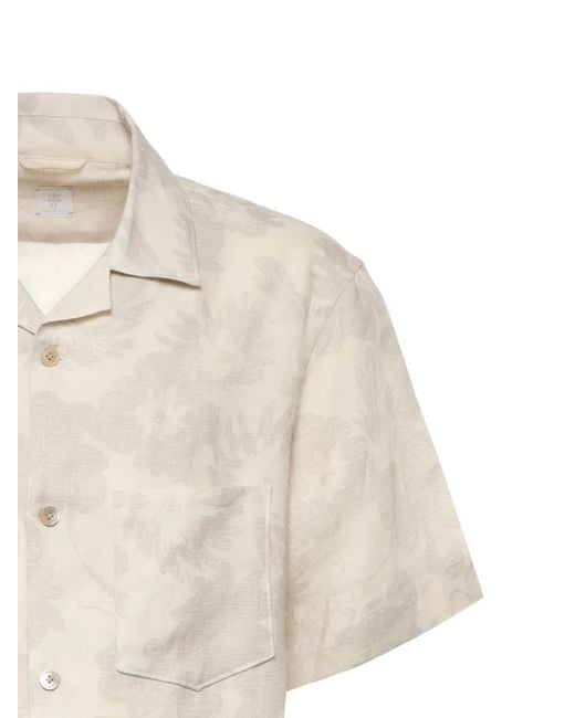 Eleventy White Paisley Short-Sleeves Shirt for men