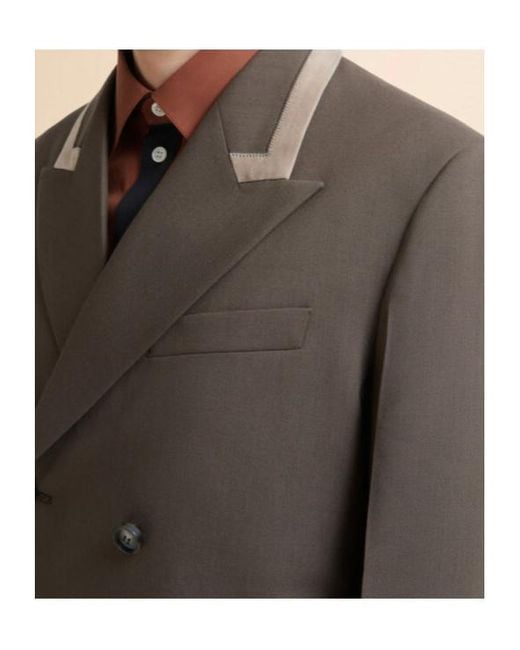 Marni Brown Double-Breasted Wool Blazer With Mending for men