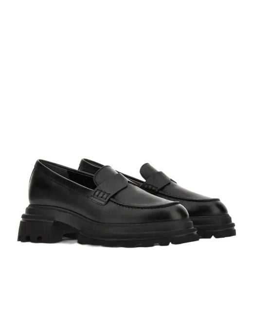 Hogan Black Round Toe Chunky Loafers