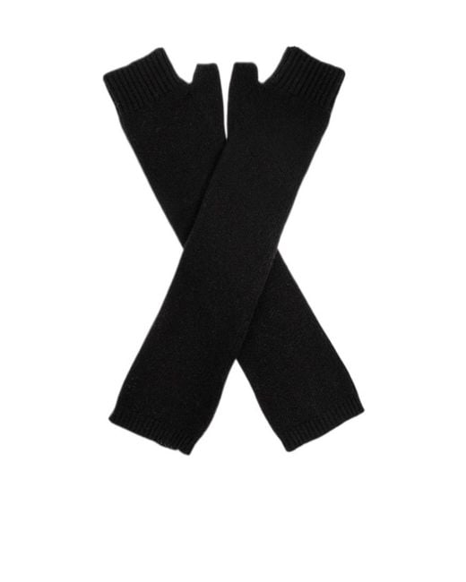 Ganni Black Long Ribbed Fingerless Gloves