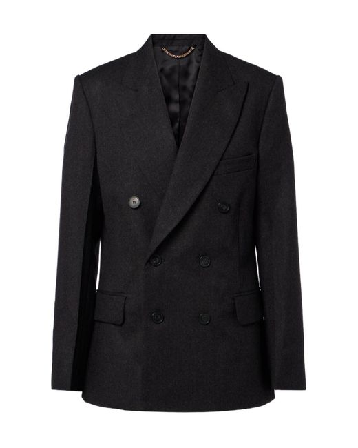 Victoria Beckham Black Double-Breasted Virgin Wool Blazer