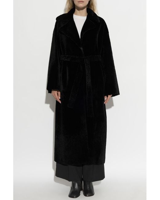 Arma Black Belted Shearling Coat