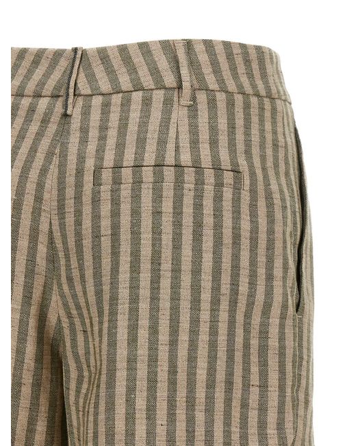 Brunello Cucinelli Natural Striped Pleated Shorts