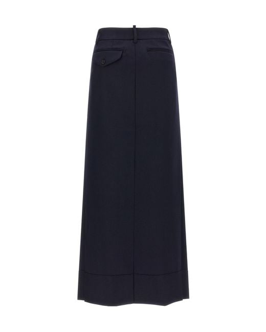 DSquared² Blue Denim-Insert Pleated Skirt