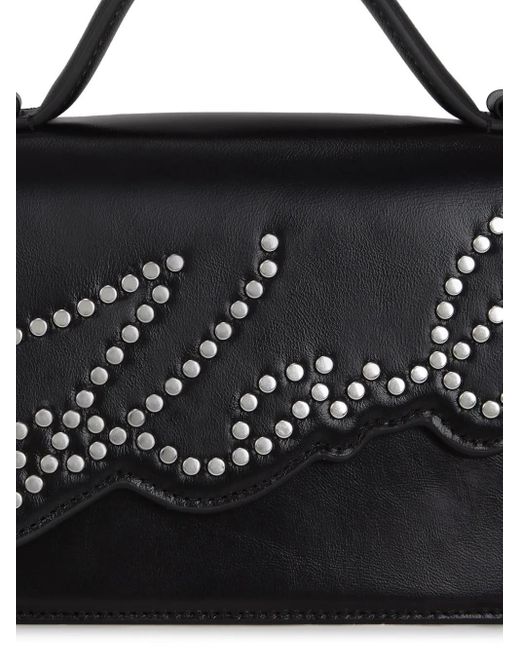 Karl Lagerfeld Black Small Signature Studded Cross Body Bag