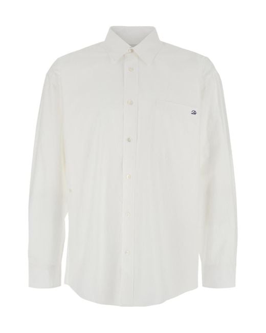 DUNST White Shirt With Front Pocket And Logo for men