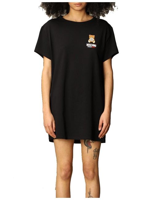 Moschino Black Logo Printed T-Shirt Dress