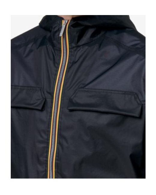 K-Way Blue Lightwind Zip Pocket Hooded Jacket for men