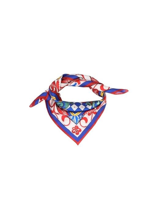 Dolce & Gabbana White Carretto-Printed Square Twill Scarf