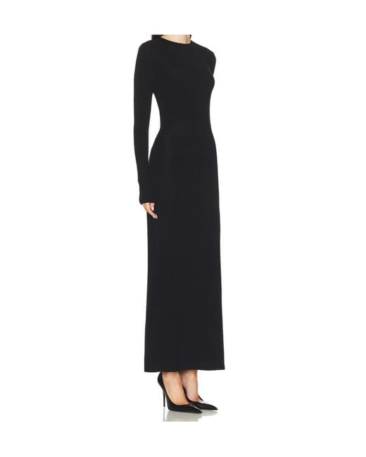 Saint Laurent Black Open Back Long-Sleeved Dress