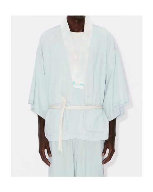 KENZO Blue Oversized Kimono Shirt for men
