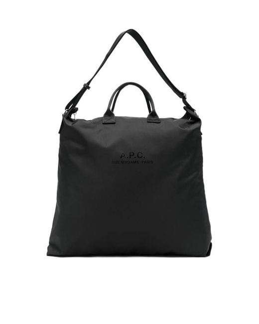 A.P.C. Black Logo Printed Zip-Up Messenger Bag for men
