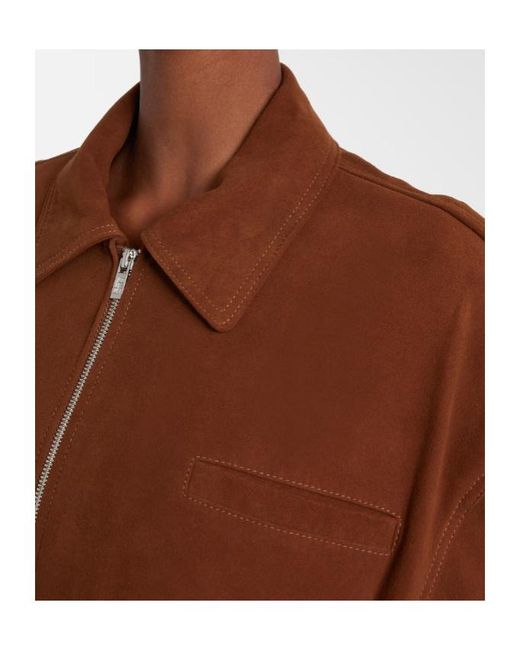 JACQUES WEI Brown Suede Bomber Jacket