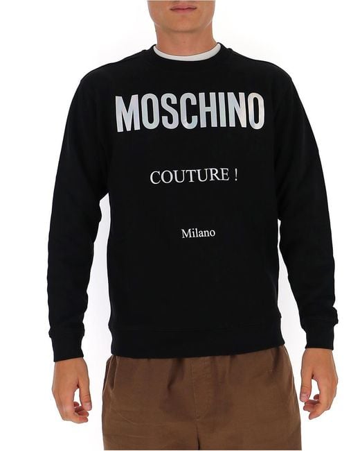 Moschino Black Embroidered Logo Sweatshirt for men