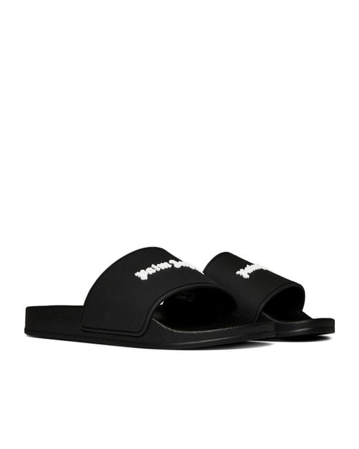 Palm Angels Black Monogram Pool Slider