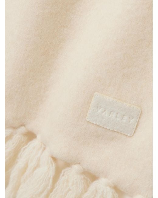 Varley White Sebastian Fringed Fair Isle Knitted Scarf