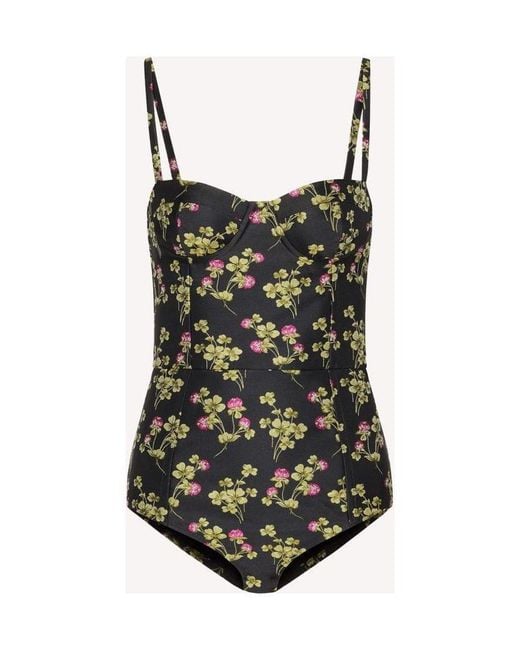 RED Valentino Black Three-Leaf Brocade With Corset