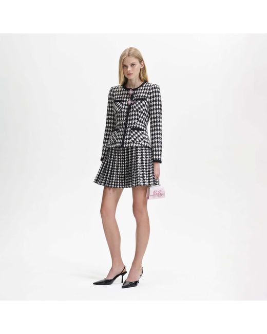 Self-Portrait Black Checked Mini Jacket Dress