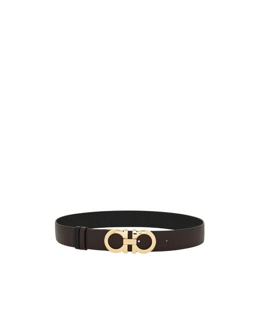 Ferragamo White Gancini-Buckle Leather Belt