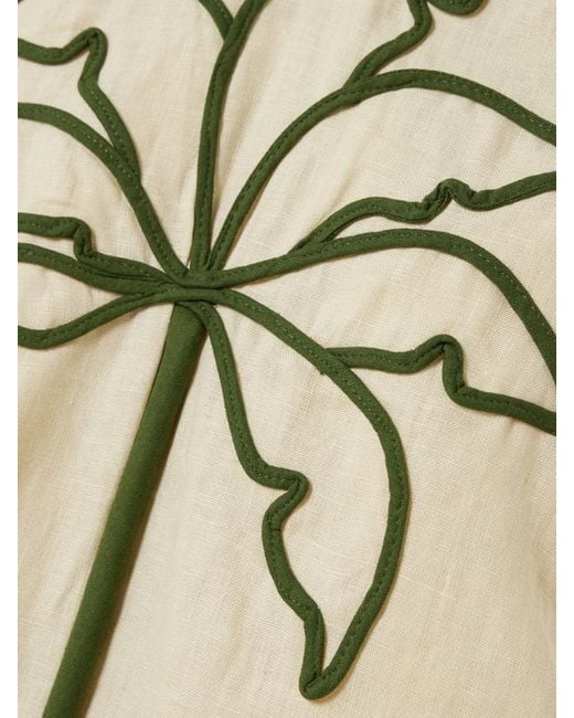 Farm Rio Natural Tree-Embroidered Mini Dress