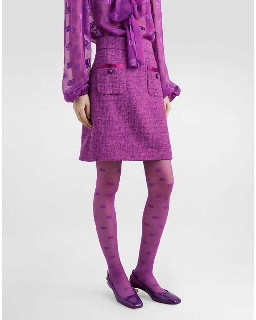Dolce & Gabbana Purple Rachel Tweed Skirt
