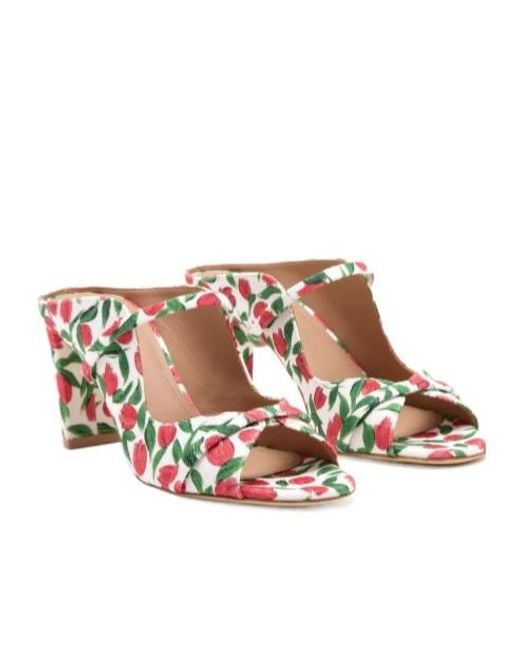Malone Souliers White Norah Floral-Print Sandals