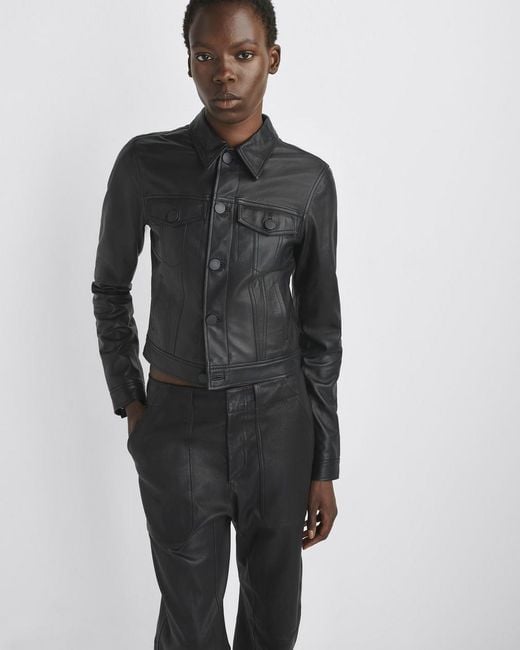 Rag & Bone Black Long-Sleeved Leather Jacket