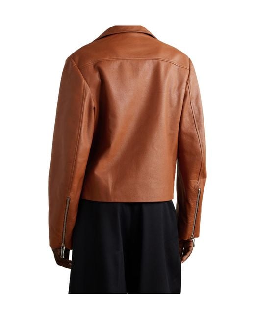 Rosetta Getty Brown Textured-Leather Biker Jacket