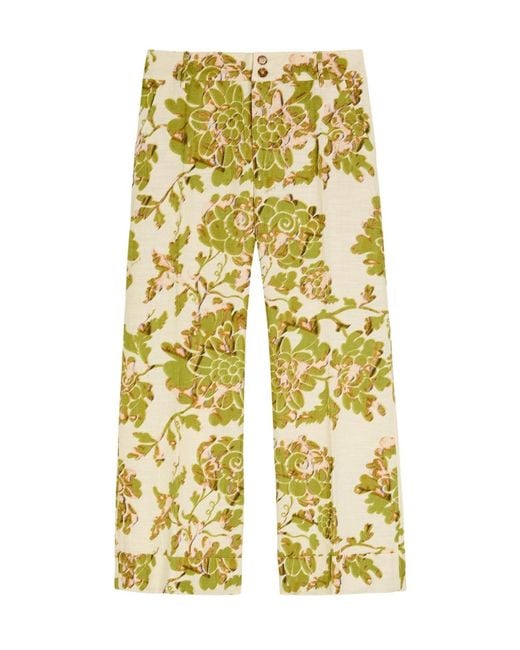LaDoubleJ Yellow Hendrix Floral-Print Woven Trousers