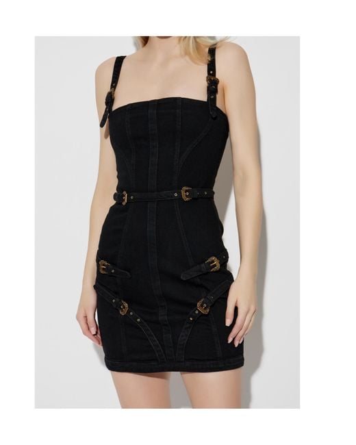 Versace Jeans Black Couture Strappy Short Dress