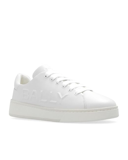 Bally White Round Toe Lace-Up Sneakers for men