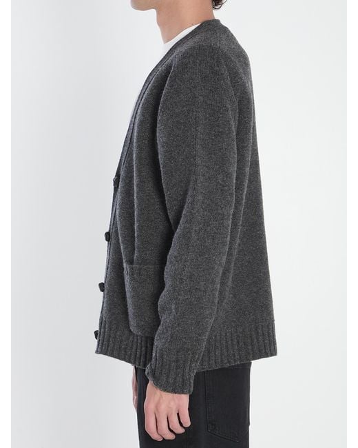 Bottega Veneta Gray V-Neck Knitted Cardigan for men