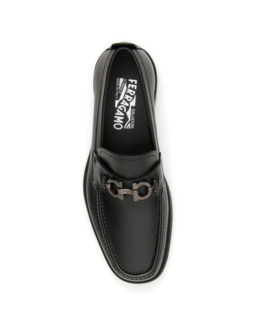 Ferragamo Black Ferragamo Gancini Plaque Loafers for men