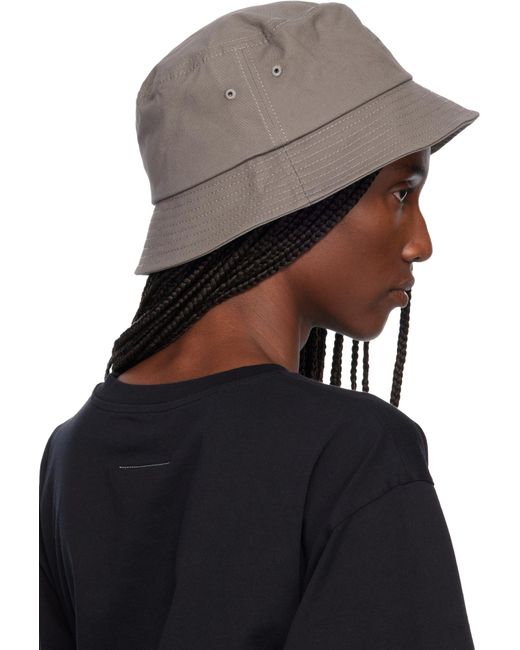 MM6 by Maison Margiela Gray Logo Embroidered Bucket Hat for men