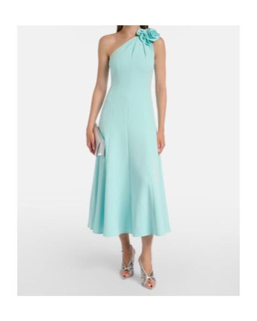 Roland Mouret Blue Floral Appliqué One-Shoulder Dress