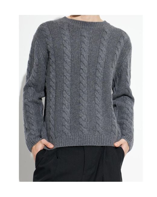 Lisa Yang Gray Cable-Knit Crew-Neck Sweater for men