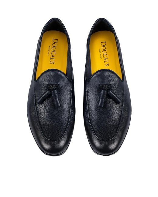 Doucal's Blue Tassel Loafers for men