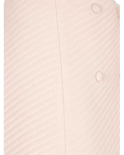 Fendi Pink Quilted-Finish A-Line Midi Skirt